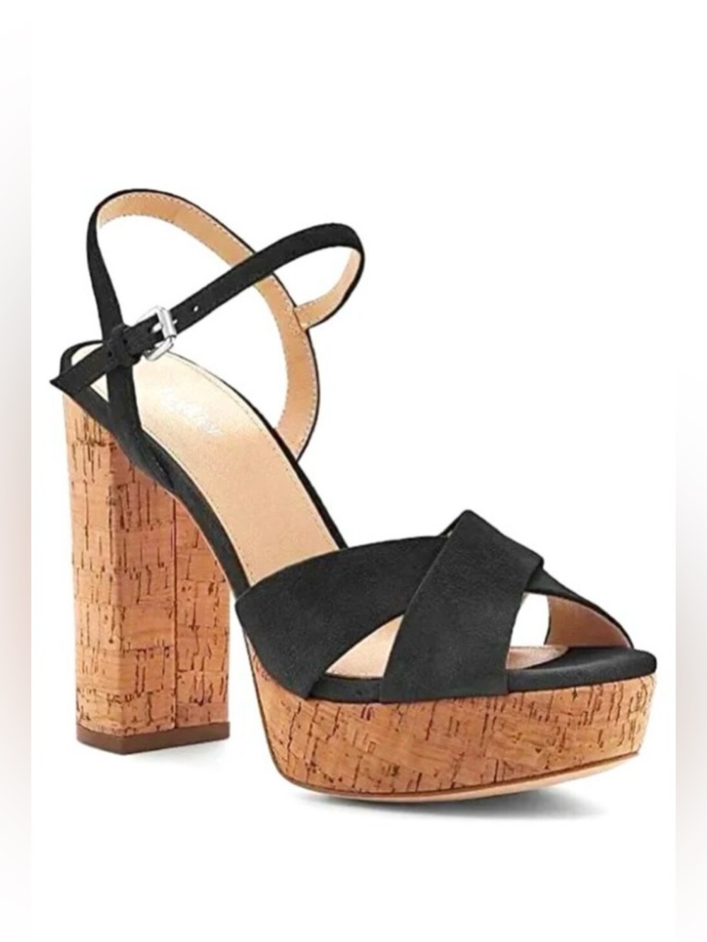 NWT BOTKIER NY Plateau Cork Platform Sandal Black Suede 8.5 & 9